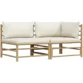 Produktbild: vidaXL 2-Tlg Garten-Lounge-Set mit Kissen Cremeweiß Bambus 313143
