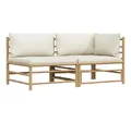 Produktbild: vidaXL Sofaelement 2-tlg. Garten-Lounge-Set mit Kissen Cremeweiß Bambus (1 St)