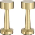 Produktbild: 2x Metall Akku Tischleuchte Gold mit Touchfunktion 3 Weisstöne USB Nachttischlampe Aufladbar Helligkeit regulierbar Schreibtischlampe Dimmbar
