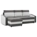 Produktbild: Mebligo - Ecksofa mit Schlaffunktion und Bettkasten Orion, Eckcouch Universelle Seite, Sofa L Form (BxTxH) 231 x 140 x 85 cm, Couch Wohnzimmer, Ecke Sofa, Grau + Weiß (Mikro 27 + Mikro 31)