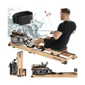 Produktbild: tectake Holzrudergerät, aus massiver Buche, klappbar, 6-fach verstellbare Pedale, mit LCD-Anzeige, flexibler Handyhalterung und Bluetooth