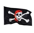 Produktbild: PHENO FLAGS Flagge Piraten Flagge 90 x 150 cm Piratenflagge Fahne Pirat (Hissflagge für Fahnenmast), Inkl. 2 Messing Ösen