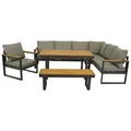 Produktbild: DEGAMO Diningset Loungeset KAMPALA 4-teilig, Alu anthrazit Akazie, Polster grau