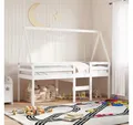 Produktbild: vidaXL Bett, Dach für Kinderbett Weiß 199x80,5x88 cm Massivholz Kiefer