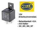 Produktbild: Hella Arbeitsstrom Relais 4-pol 12V 40A Schließer 30|85|86|87 Schaltrelais