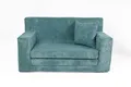 Produktbild: FORTISLINE - Kindersofa ausklappbar 83x47x43cm Oeko-TEX - Spielesofa für Kinder 2in1 - Kindercouch Aufklappen Bettfunktion - Schlafcouch aus Schaumstoff - Kuschel-Cord - Viele Muster (Blau)