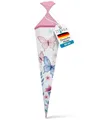 Produktbild: itenga Motiv Schultüte Mädchen 85cm – eckig mit Tüllverschluss – stabile Zuckertüte Einschulung mit Motiv (Einhorn, Pferd, Meerjungfrau, Prinzessin) (Schmetterling Elara)