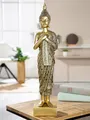 Produktbild: GILDE Figur denkender Buddha aus Kunstharz, goldfarben, 55 cm hoch, 13 cm breit, 10 cm tief