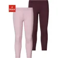 Produktbild: Leggings H.I.S, Mädchen, Gr. 104/110, N-Gr, lila (rosa, pflaume), Single Jersey, Obermaterial: 95% Baumwolle, 5% Elasthan, unifarben, Basic, bequem lang, Hosen Leggings, Basic im Doppelpack