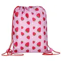 Produktbild: Rosa Schuhbeutel, Schulumhängetasche in Erdbeeren für Leibeserziehung 32x38 cm Schule und Kindergarten Sportbeutel, Sportsack (Erdbeere)