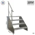 Produktbild: 4 Stufen Standtreppe Modell 1 freistehend verzinkt Treppe Stahltreppe Breite 60 cm Höhe 84 cm mit einseitigem Geländer - Silber
