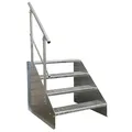 Produktbild: 4 Stufen Standtreppe Stahltreppe freistehend Breite 60cm Höhe 84cm verzinkt einseitiges Geländer