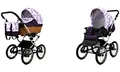 Produktbild: BabyLux ALU 2in1 Kinderwagen für Kleinkinder – Kinderwagen für Neugeborene und Kleinkinder – Baby Neugeborenen Kinderwagen – 59x105x125cm – Max. 15kg – Lilac Flowers Silver Frame