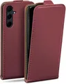Produktbild: moex Flip Case für Samsung Galaxy A35 5G Hülle klappbar mit 360 Grad Schutz, Handyhülle mit Displayschutz, PU Leder Handytasche Lederhülle, Flip Case Cover Klapphülle, Weinrot
