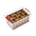 Produktbild: Kreher X-Mas Aufbewahrungsbox 40 Liter für Christbaumkugeln, Adventsschmuck, Weihnachtsdekoration. Mit praktischen Einteilern für ca. 30 Kugeln. Transparent mit rotem Deckel. (1)