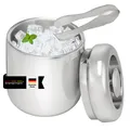Produktbild: bremermann Eiswürfelbehälter mit Zange, Edelstahl-Eiskübel mit Deckel 1,5l, rund