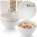 Produktbild: Sänger Korfu | Steingut Bowl Schüssel 4 teilig, Schüssel Set 4 Personen, Schale spülmaschinen- & mikrowellenfest, Müslischalen, Schüsseln Creme mit sandiger Maserung 600 ml | PREMIUM COLLECTION