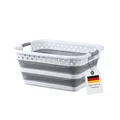 Produktbild: König Design Faltbarer Wäschekorb 36 Liter, robust, hochwertig, platzsparend, 61 x 44,5 x 25 cm, Grau Weiß - Mehrzweck-Wäschebehälter, Aufbewahrungskorb, Organizer