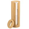 Produktbild: eluno Toilettenpapier Aufbewahrung für 4 Ersatzrollen aus Bambus im natürlichen Design, freistehender Rollenhalter mit Deckel & Ablagefläche, nachfüllbarer WC-Rollenhalter, rund