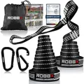 Produktbild: ROBBX® Hängematte Befestigungsset 300x2,5cm inkl. Schwerlast Karabiner | Hängematten Aufhängung mit 18 Schlaufen bis 1200kg | Schaukel Baum Befestigung