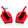 Produktbild: BigDean 2 Stück Kehrschaufel Set in Rot – Handfeger mit stabilen + robusten Borsten und Schaufel – Kehrblech aus hochwertigem Kunststoff – Haushalts Besen Kehrset – Made in Europa