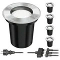 Produktbild: ledscom.de Bodeneinbaustrahler BOJA für außen Edelstahl rund IP67 108mm Ø inkl. GU5.3 LED (warmweiß, 28,49W, je 430lm, 100°) 5er Set