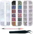 Produktbild: 4200 Stück Strasssteine Nägel Nail Art,36 Farben Glitzersteine, Dekorationen Nagelsteine für Nail Art Zubehör und klare Kristall Strasssteine mit Strass Picker Pinzette und Dotting Pen