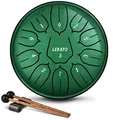 Produktbild: LEKATO Zungentrommel 6 Zoll, Tongue Drum mit 11 Tönen, D-Dur, Legierter Stahl, mit Stoffbeutel, Steel Pan Schlaginstrument für Anfänger, Handpan Drum für Klangheilung Meditation Yoga, Jadegrün