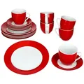 Produktbild: 18tlg Kaffeeservice VARIANT ROT für 6 Personen aus Porzellan