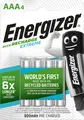 Produktbild: Energizer Akku NiMH, Micro, AAA, HR03, 1.2V/800mAh Extreme, Pre-charged, Retail Blister (4-Pack) E300624402