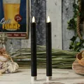 Produktbild: LED Stabkerzen Dinner Tafelkerzen Echtwachs flackernd H: 25cm Timer schwarz 2St.