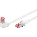 Produktbild: Patchkabel Cat.6 S/FTP (PiMF), 1x 90° gewinkelt weiß, 0,5 Meter, doppelt geschirmt