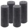 Produktbild: Nexos Trading - Anthrazitfarbene Rustik-Kerzen, 4er Set, Höhe 20 cm, Ø 7,5 cm, Brenndauer ca. 90 Stunden, Duftfrei, Zylindrisch, Indoor, Hochzeits- & Weihnachts-Deko