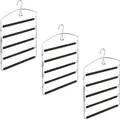 Produktbild: Hosenbügel Platzsparend, 3er Set Hosenkleiderbügel Mehrfach, Metall, Hxbxt: 44,5x37x2,7 Cm, Silber/schwarz - Relaxdays