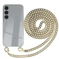 Produktbild: Handyhülle mit Metall Kette für Samsung Galaxy S25 Plus Hülle Wechselkordel Gold