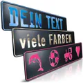 Produktbild: schildEVO 1 Fun-Schild geprägt | Carbon mit Wunschtext bis zu 16 Zeichen | Aluminium Namensschild | Individuelles Fun-Kennzeichen | Bohrlöcher & Saugnäpfe