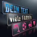 Produktbild: 1x Funschild geprägt | Carbon mit Wunschtext | Fun Kennzeichen Namensschild Alu