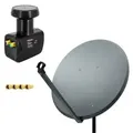 Produktbild: PremiumX Satelliten-Komplettanlage 100cm Satellitenschüssel Aluminium Anthrazit Antenne Twin LNB 4x F-Stecker, SAT bis 2 Teilnehmer