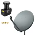 Produktbild: Premium X Satelliten-Komplettanlage 100cm Satellitenschüssel Aluminium Anthrazit Antenne Twin LNB 4X F-Stecker, SAT bis 2 Teilnehmer