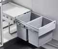Produktbild: Hailo Abfallsammler 364112 | Raumspar-Tandem 2 x 18 Liter | Einbau Abfallsammler ab 40 cm Schrankbreite | Hellgrau