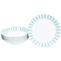 Produktbild: Split türkis 6er Set Suppenteller 450ml Porzellan Teller tief Pasta Streifen