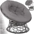 Produktbild: tectake® Papasansessel, gemütlicher Drehsessel mit Kissen rund, bequemer Rattansessel, Loungesessel drehbar, runder Relax Korbsessel Rattan für Wohnzimmer, Leseecke, Lounge - grau