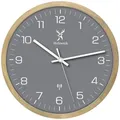 Produktbild: Holzwerk Wanduhr, Beige, Grau, Weiß, Holz, Glas, Metall, Holz Optik, Rund, 30x30x4.2 cm, CE, Funkuhr, Dekoration, Uhren, Wanduhren