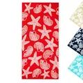 Produktbild: ZOLLNER Strandtuch - Flauschiges und saugstarkes Badetuch in 90x180 cm - waschbar bis 60°C - Baumwolle - maritimes Muster mit Seesternen und Muscheln in rot - Oeko Tex® Zertifiziert