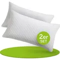 Produktbild: Juskys Kissen 40x80 cm für Bett - 2er Set Kopfkissen mit Memory-Foam Füllung - Weiß - Weiß