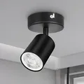 Produktbild: Dehobo 1er Led Deckenstrahler Schwenkbar 350° - Deckenstrahler 1 Flammig Schwarz GU10 - LED Wandstrahler mit Strahler Deckenspot - Spotlight Lampe für Wohnzimmer Küche - Nein GU10 Leuchtmittel