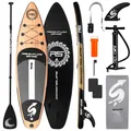 Produktbild: SereneLife Stand Up Paddling Board Holz Aufblasbares SUP Set mit Paddel, Pumpe und Tasche Touring SUP für Kinder und Erwachsene rutschfest tragbar für See Fluss und Meer 155 kg Tragkraft