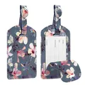 Produktbild: [2 Stück] Fintie Kofferanhänger aus Kunstleder, Gepäckanhänger ID Etikett mit Adressschild Namenschild für Reisetasche Koffer, Blühender Hibiskus