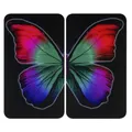 Produktbild: WENKO Herdabdeckplatte Universal Mod. Butterfly by Night, höhenverstellbar für alle Herdarten, Schneidebrett und Spritzschutz, Glas, 30 x 52 cm, 2-teilig
