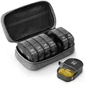 Produktbild: AUVON Canvas Tasche Tablettenbox , Morgens Abends, Medikamentenbox 7 Tage 2 Fächer mit tragbarer Stofftasche mit Reißverschluss für die Nahrungsergänzungsmittel, Vitamine und Fischöle(Grau)